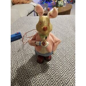 RARE 1950s San Japan Battery Operated Pipe Smoking Rabbit Toy